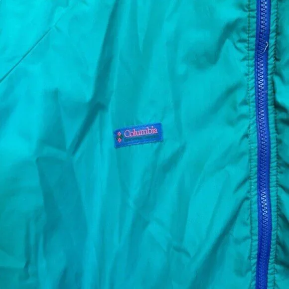 Vintage Columbia Mens XL Windbreaker Jacket Reversible Blue Green 80s Thinsulate - Picture 4 of 15